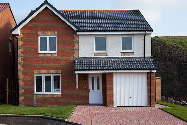 a newly finished construction of a detached house.